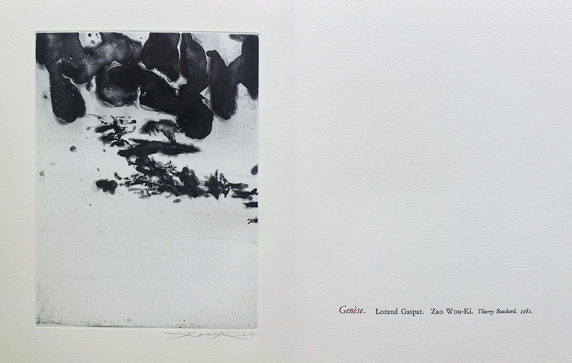 Zao Wou-Ki; Lorand Gasper. Gense. With three etchings by Zao Wou-Ki. 1982.